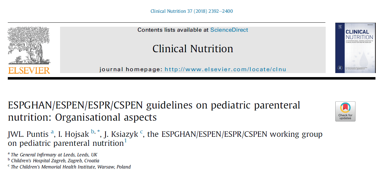 A aparut Ghidul ESPEN pentru nutritia parenterala pediatrica!